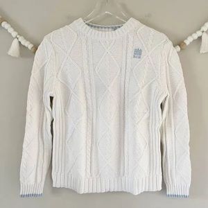 Hill house home house logo pullover cable crewneck sweater white small nwt